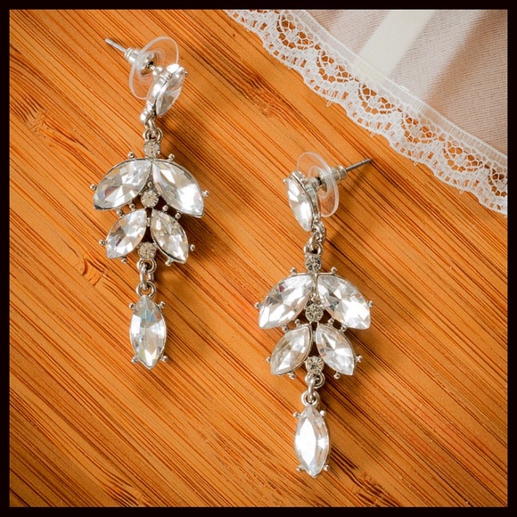 CRYSTAL MARQUISE PAVE DROP DANGLE EARRINGS A2C - Picture 6 of 8